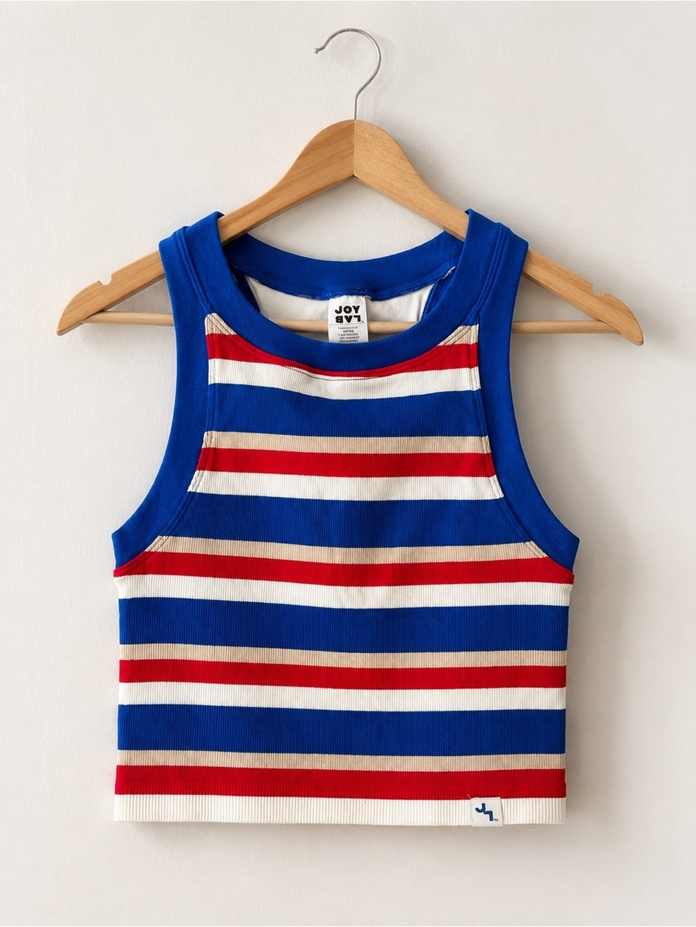 JoyLab Striped Rib Knit Tank Top Blue Red White Size XS